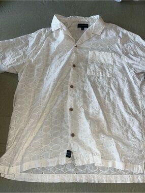 Lucky Brand White Eyelet Short-Sleeve Shirt